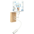 BRILAGI - LED детская гибкая настенная лампа BOBO WOOD 1xE27/25W/230V + LED/3W дуб/белая/синяя/медвежата