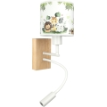 BRILAGI - LED детская гибкая настенная лампа BOBO WOOD 1xE27/25W/230V + LED/3W дуб/белая/зеленая/джунгли
