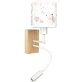 BRILAGI - LED детская гибкая настенная лампа BOBO WOOD 1xE27/25W/230V + LED/3W дуб/белый/кремовый/зайчики