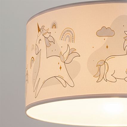 Brilagi - LED детская подвесная люстра BOBO на тросе 1xE27/10W/230V Ø 35 см белая/единороги