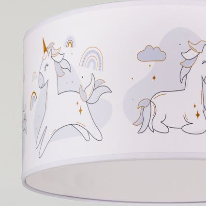 Brilagi - LED детская подвесная люстра BOBO на тросе 1xE27/10W/230V Ø 35 см белая/единороги