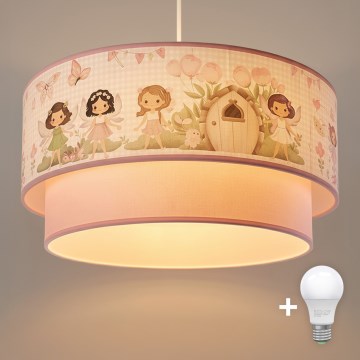 Brilagi - LED детская люстра на шнуре BOBO 1xE27/60W/230V, диаметр 40 см, розовая/феи