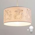 Brilagi -LED детская люстра на шнуре BOBO 1xE27/60W/230V Ø 35 см белая/с принтом единорогов