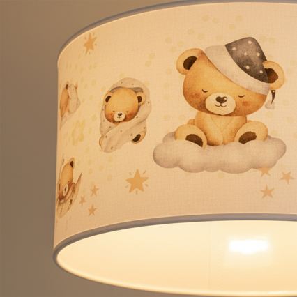 Brilagi - LED детская люстра на тросе BOBO 1xE27/60W/230V диам. 35 см белая/мишки