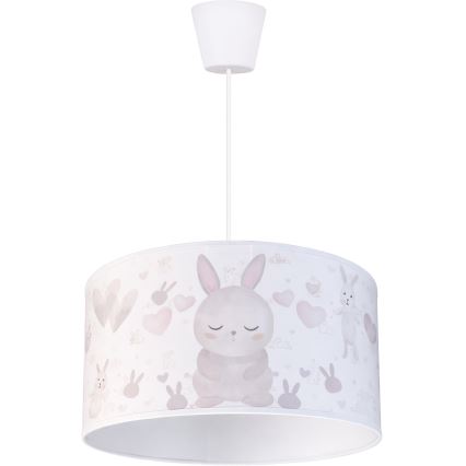 Brilagi - LED Детская люстра на тросе BOBO 1xE27/60W/230V диам. 35 см белая/зайчики