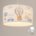 Brilagi - LED Детская люстра на тросе BOBO 1xE27/60W/230V диам. 35 см синяя/медвежата