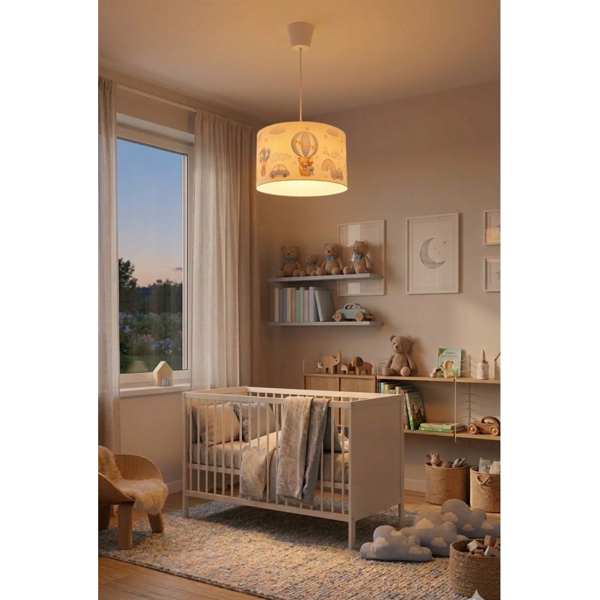 Brilagi - LED Детская люстра на тросе BOBO 1xE27/60W/230V диам. 35 см синяя/медвежата
