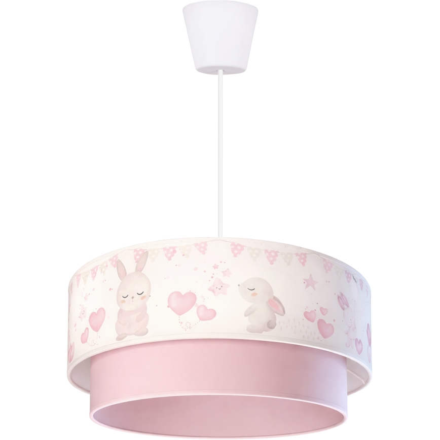 Brilagi - LED-детская люстра на шнуре BOBO 1xE27/60W/230V Ø 40 см кремовая/розовая/зайчики