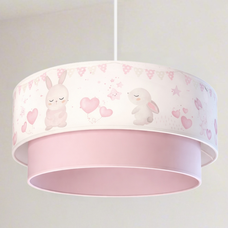 Brilagi - LED-детская люстра на шнуре BOBO 1xE27/60W/230V Ø 40 см кремовая/розовая/зайчики