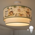 Brilagi - LED детская накладная люстра BOBO 1xE27/10W/230V Ø 40 см кремовый/зелёный/джунгли