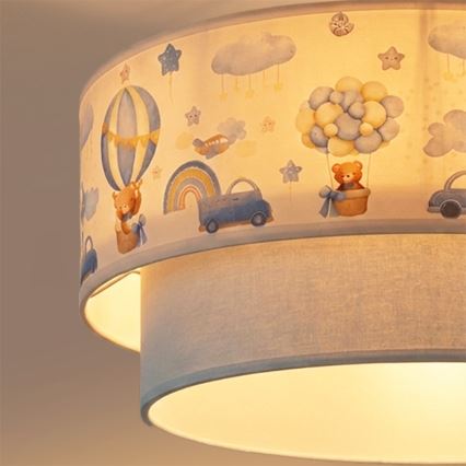 Brilagi - LED Детская накладная люстра BOBO 1xE27/60W/230V Ø 40 см кремовая/голубая/с изображением мишек