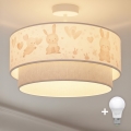 Brilagi - LED детская накладная люстра BOBO 1xE27/60W/230V, диаметр 40 см, кремовый/серый/с изображением зайчиков