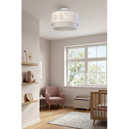 Brilagi - LED детская накладная люстра BOBO 1xE27/60W/230V, диаметр 40 см, кремовый/серый/с изображением зайчиков