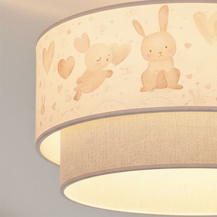 Brilagi - LED детская накладная люстра BOBO 1xE27/60W/230V, диаметр 40 см, кремовый/серый/с изображением зайчиков