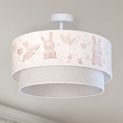 Brilagi - LED детская накладная люстра BOBO 1xE27/60W/230V, диаметр 40 см, кремовый/серый/с изображением зайчиков