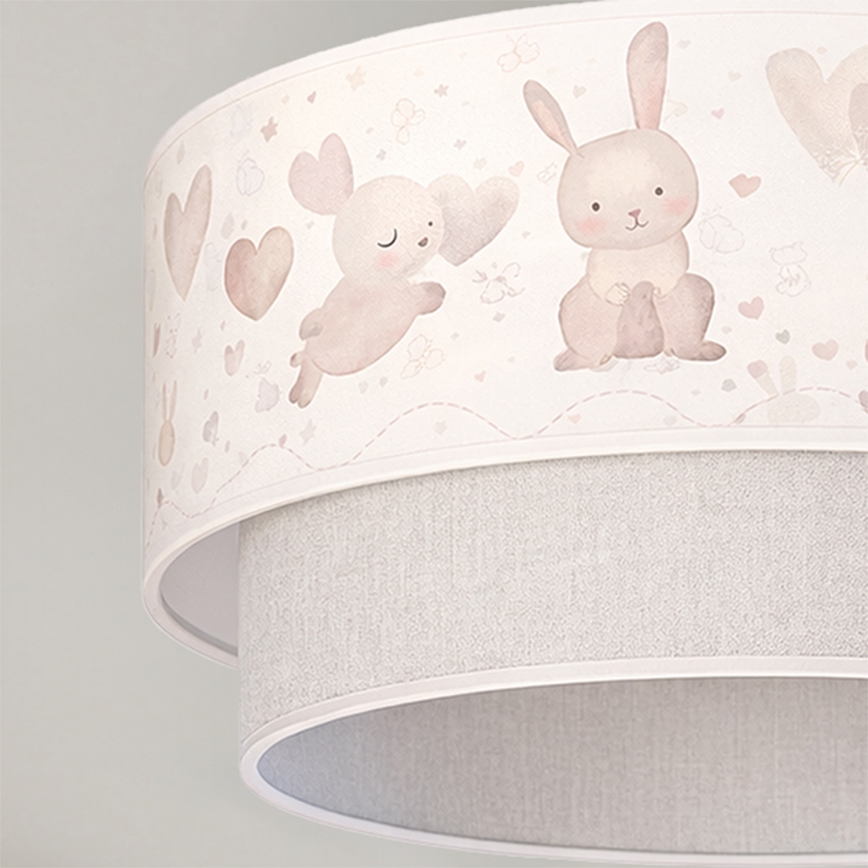 Brilagi - LED детская накладная люстра BOBO 1xE27/60W/230V, диаметр 40 см, кремовый/серый/с изображением зайчиков