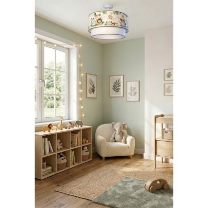 Brilagi - LED детская накладная люстра BOBO 1xE27/60W/230V диаметр 40 см кремовый/зелёный/джунгли