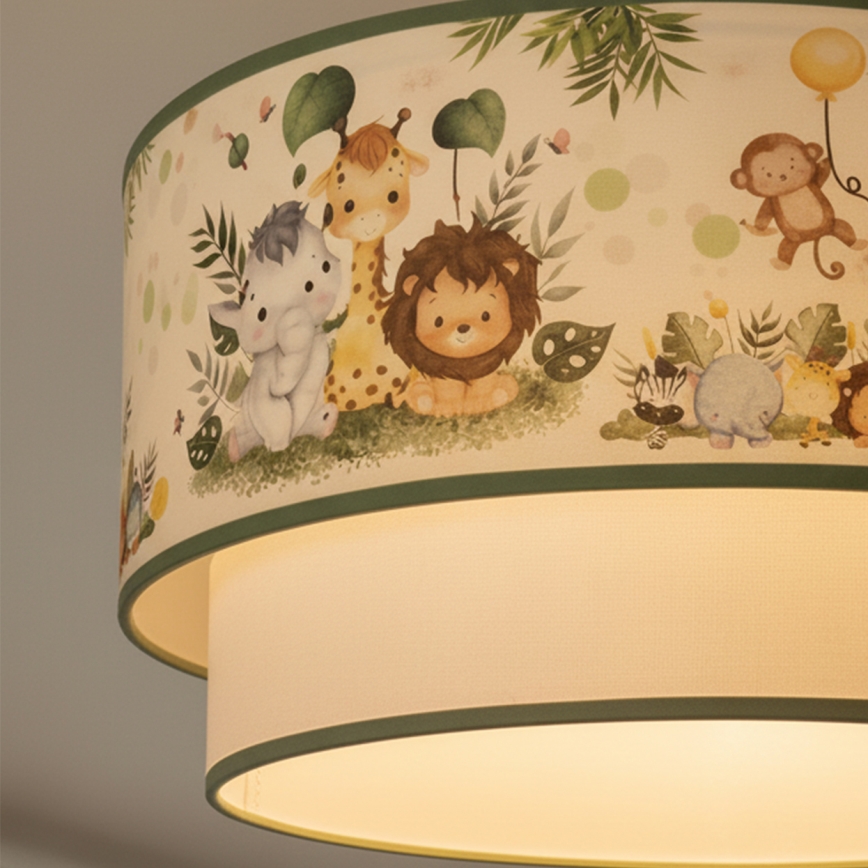 Brilagi - LED детская накладная люстра BOBO 1xE27/60W/230V диаметр 40 см кремовый/зелёный/джунгли