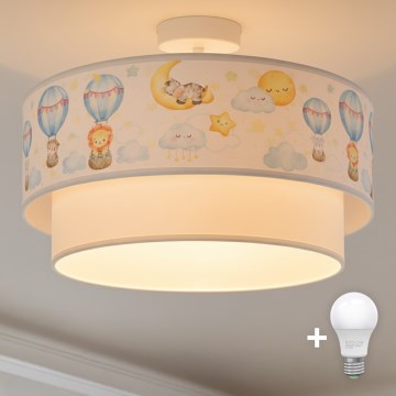 Brilagi-LED Детская накладная потолочная люстра BOBO 1xE27/60W/230V, диаметр 40 см, белая/беж./с рисунком животных.