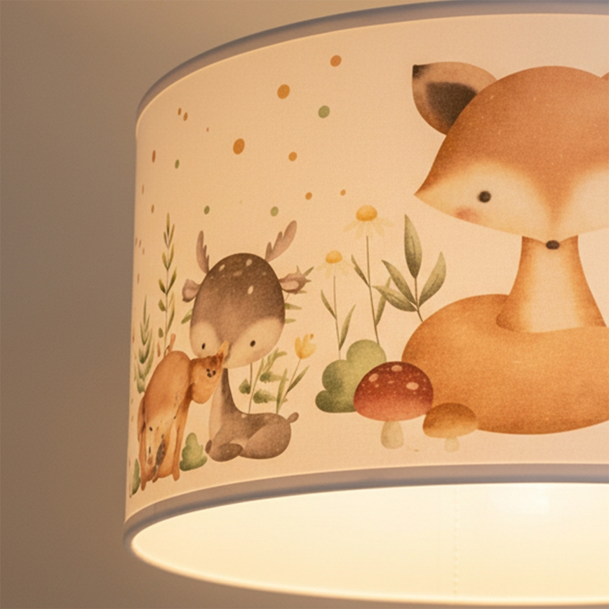 Brilagi - LED детская подвесная люстра BOBO 1xE27/10W/230V диаметр 35 см белая/с рисунком животных