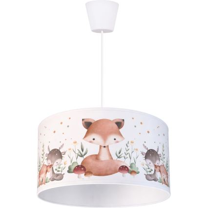 Brilagi - LED детская подвесная люстра BOBO 1xE27/60W/230V диаметр 35 см белая/с рисунком животных