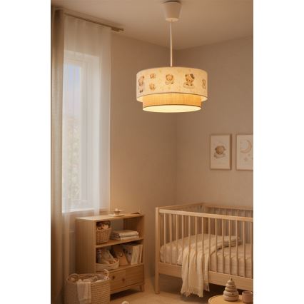Brilagi - LED детская подвесная люстра на тросе BOBO 1xE27/60W/230V, диаметр 40 см, белая/бежевая/с медвежатами
