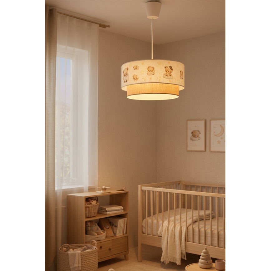 Brilagi - LED детская подвесная люстра на тросе BOBO 1xE27/60W/230V, диаметр 40 см, белая/бежевая/с медвежатами