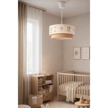 Brilagi - LED детская подвесная люстра на тросе BOBO 1xE27/60W/230V, диаметр 40 см, белая/бежевая/с медвежатами