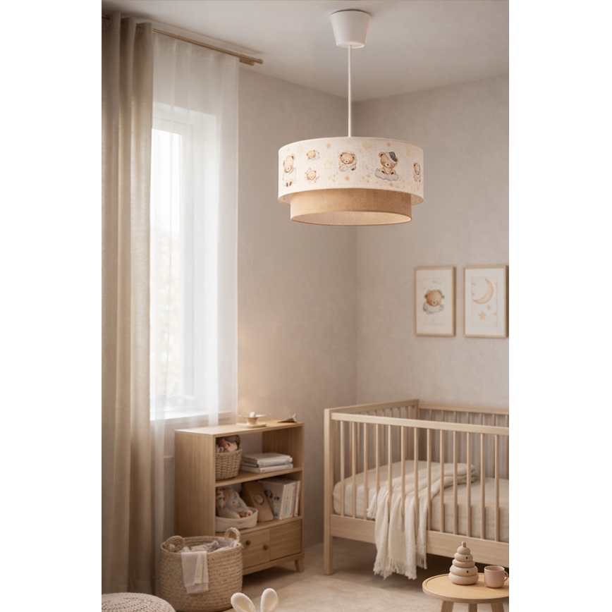 Brilagi - LED детская подвесная люстра на тросе BOBO 1xE27/60W/230V, диаметр 40 см, белая/бежевая/с медвежатами