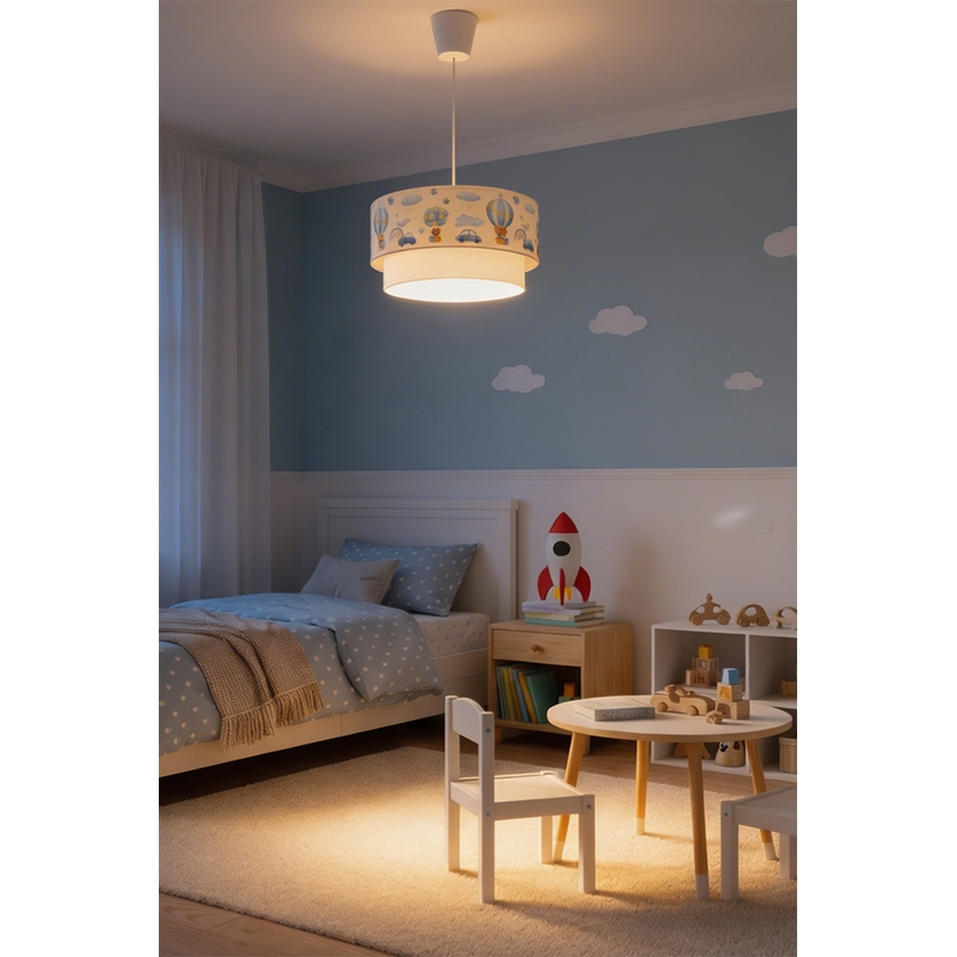 Brilagi - LED детская подвесная люстра на тросе BOBO 1xE27/60W/230V диаметр 40 см кремовый/голубой/медвежата