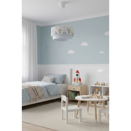 Brilagi - LED детская подвесная люстра на тросе BOBO 1xE27/60W/230V диаметр 40 см кремовый/голубой/медвежата