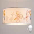 Brilagi - LED детская подвесная люстра на тросе BOBO 1xE27/10W/230V Ø 35 см белая/с рисунком животных