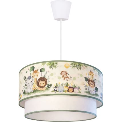 Brilagi - LED детская подвесная люстра на тросе BOBO 1xE27/60W/230V диаметр 40 см кремовая/зелёная/джунгли