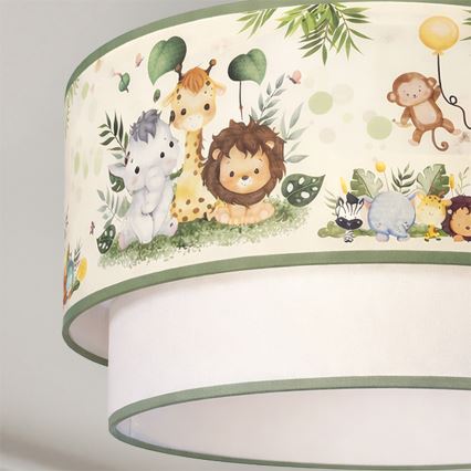 Brilagi - LED детская подвесная люстра на тросе BOBO 1xE27/60W/230V диаметр 40 см кремовая/зелёная/джунгли