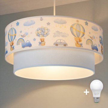 Brilagi - LED детская подвесная люстра на тросе BOBO 1xE27/60W/230V диаметр 40 см кремовый/голубой/медвежата