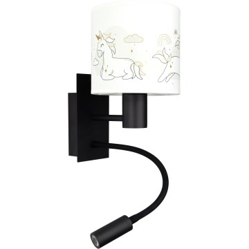 BRILAGI - LED детский гибкий настенный светильник BOBO 1xE27/25W/230V + LED/3W черный/белый/единороги