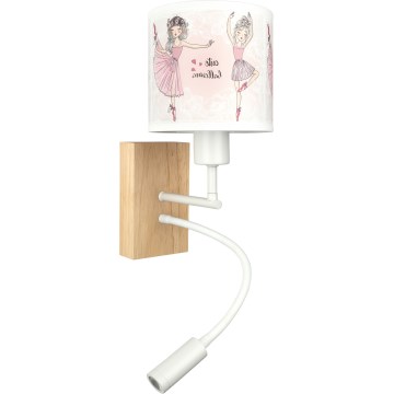 BRILAGI - LED детский гибкий настенный светильник BOBO WOOD 1xE27/25W/230V + LED/3W дуб/белый/розовый/балетки