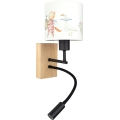 BRILAGI - LED детский гибкий настенный светильник BOBO WOOD 1xE27/25W/230V + LED/3W дуб/чёрный/белый/с рисунком животных
