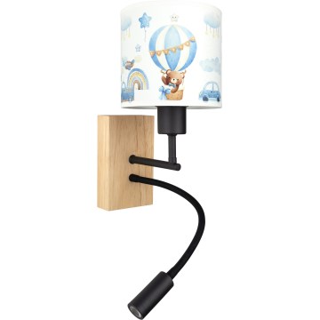 BRILAGI - LED Детский гибкий настенный светильник BOBO WOOD 1xE27/25W/230V + LED/3W дуб/черный/белый/синий/медвежата