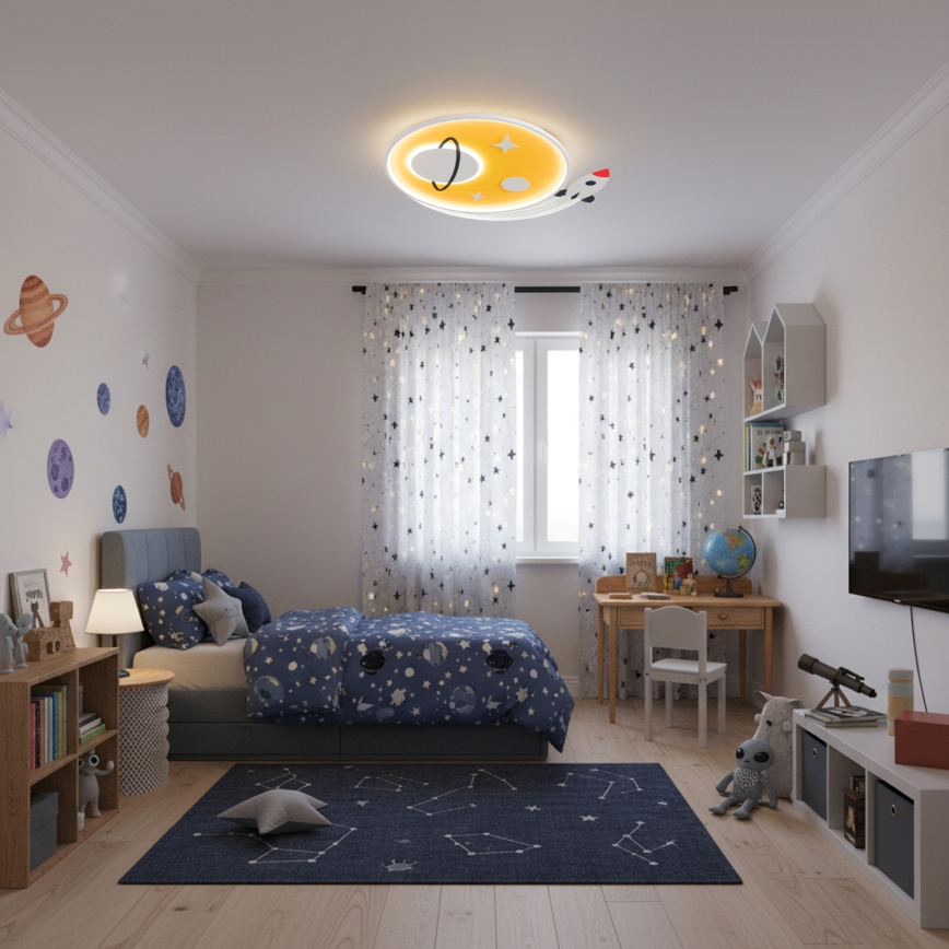 Brilagi - Детский LED-потолочный светильник STARSHIP LED/64 Вт/230 В 3000/4500/6000 К жёлтый