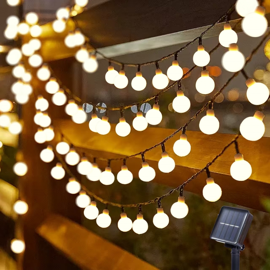 Brilagi - LED Декоративна гірлянда на сонячній батареї BUBBLE 200xLED/8 функцій 20м IP65 теплий білий