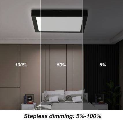 Brilagi - LED Dimmable Bathroom Ceiling Light FRAME SMART LED/24W/230V 30x30 cm 3000-6000K IP44 Black + Remote Control