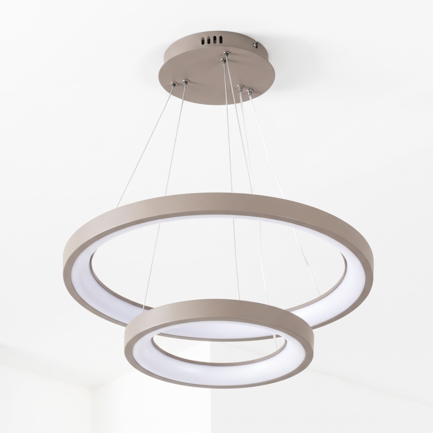 BRILAGI - диммируемая светодиодная подвесная люстра на тросе FALCON SLIM LED/68W/230V 3000-6500K, диаметр 50 см, бежевого цвета + дистанционное управление