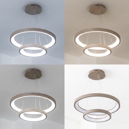 BRILAGI - диммируемая светодиодная подвесная люстра на тросе FALCON SLIM LED/68W/230V 3000-6500K, диаметр 50 см, бежевого цвета + дистанционное управление