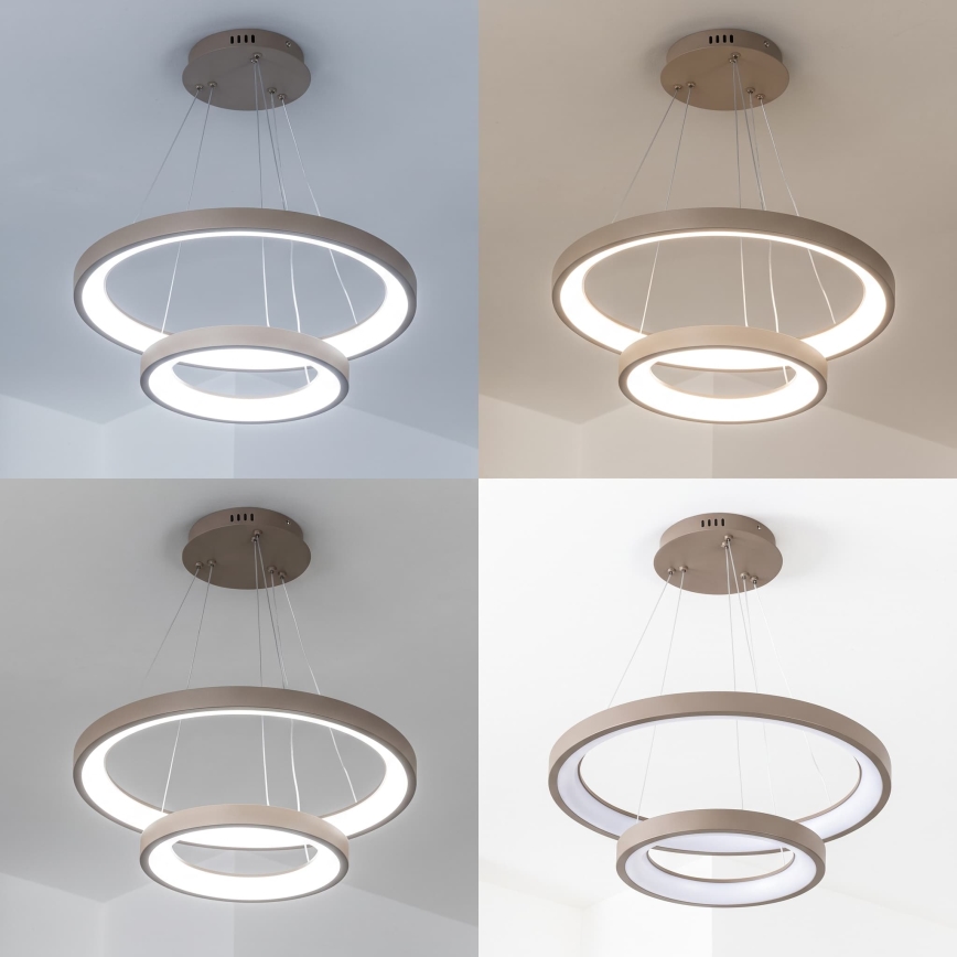 BRILAGI - диммируемая светодиодная подвесная люстра на тросе FALCON SLIM LED/68W/230V 3000-6500K, диаметр 50 см, бежевого цвета + дистанционное управление
