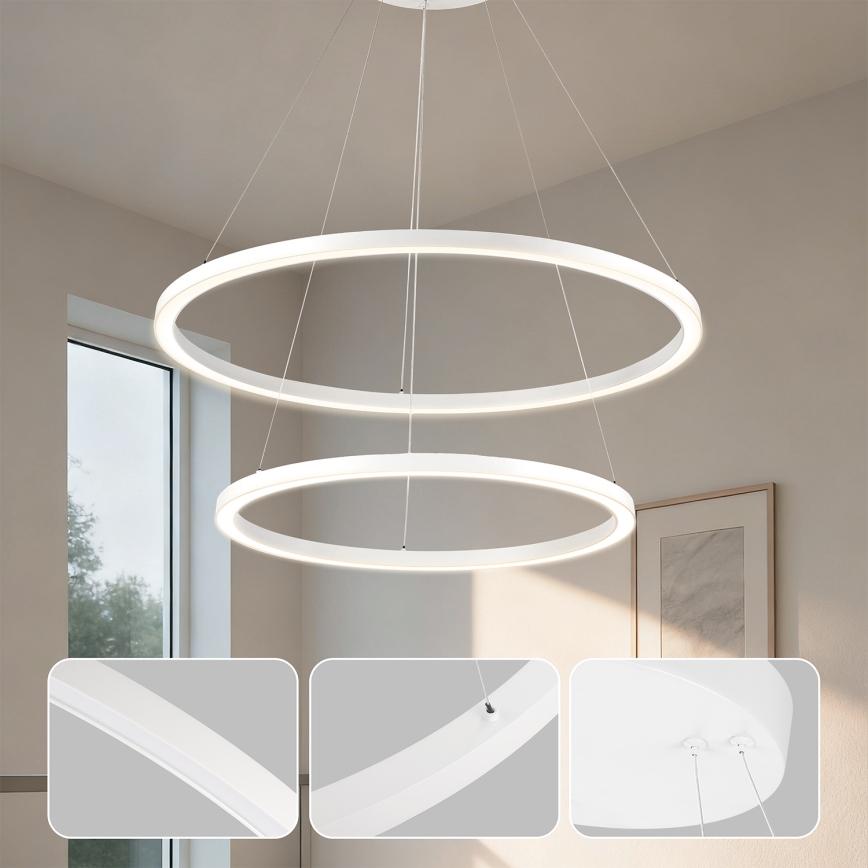 Brilagi - Диммируемая люстра на тросе PORTOFINO LED/98W/230V 3000-6000K Ø 80 см белая + пульт дистанционного управления