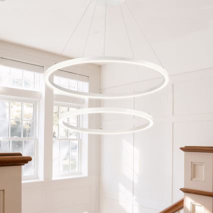 Brilagi - Диммируемая люстра на тросе PORTOFINO LED/98W/230V 3000-6000K Ø 80 см белая + пульт дистанционного управления