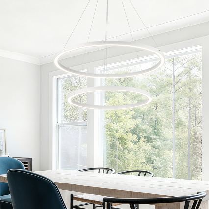 Brilagi - Диммируемая люстра на тросе PORTOFINO LED/98W/230V 3000-6000K Ø 80 см белая + пульт дистанционного управления