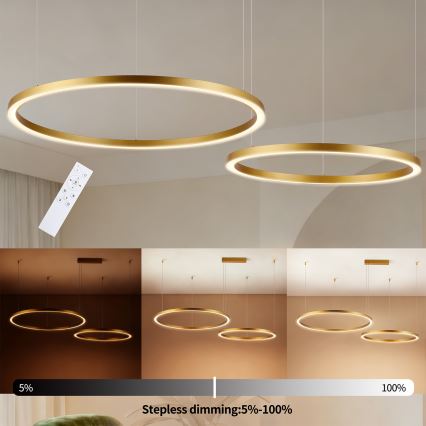 Brilagi - светодиодная диммируемая подвесная люстра на тросе PORTOFINO LED/98W/230V 3000-6000K золотая + пульт дистанционного управления