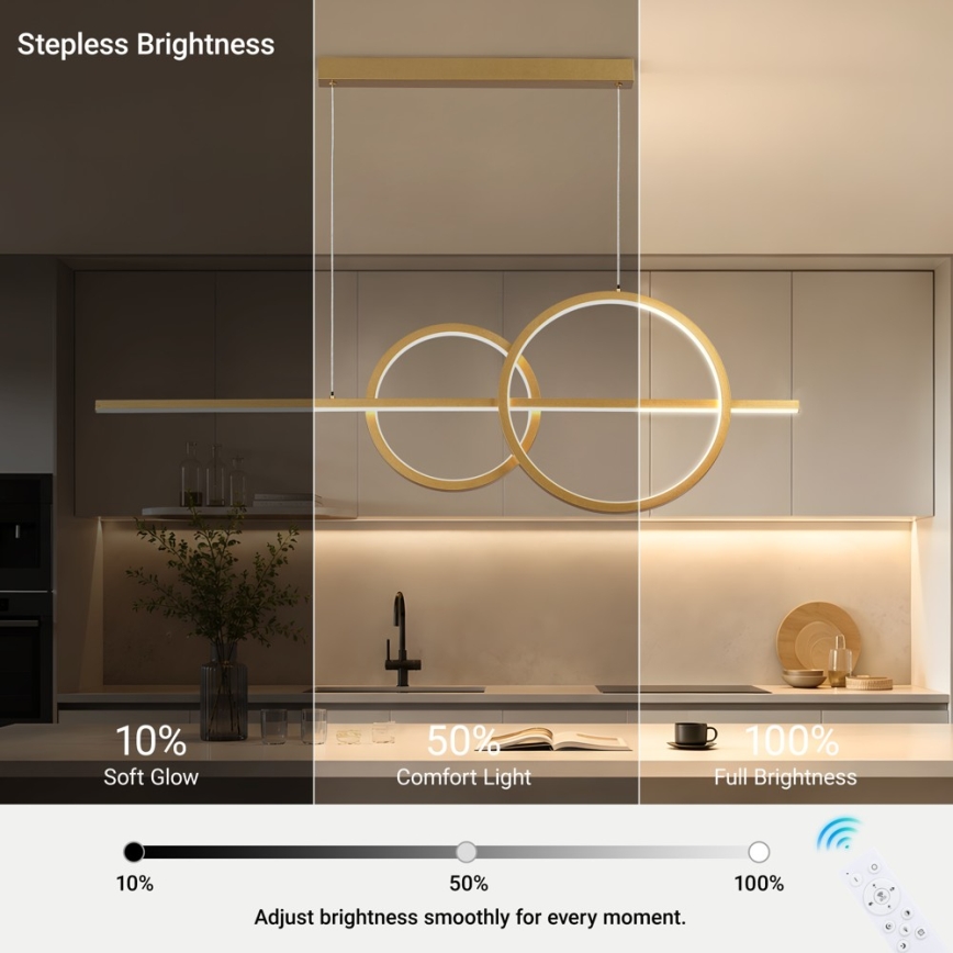 BRILAGI - диммируемая LED-люстра на тросе SIGNATURE LED/53W/230V 3000-6000K 120 cm золотая + дистанционное управление